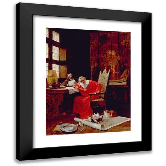 Charles Edouard Delort 15x18 Black Modern Framed Museum Art Print Titled - The Cardinal's Leisure (Mid or Late 19th Century)