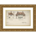 thumbnail image 1 of Charles Edward Mallows 14x10 Gold Ornate Wood Frame and Double Matted Museum Art Print Titled - South Elevation and East or Entrance Elevation of a House (1909), 1 of 4