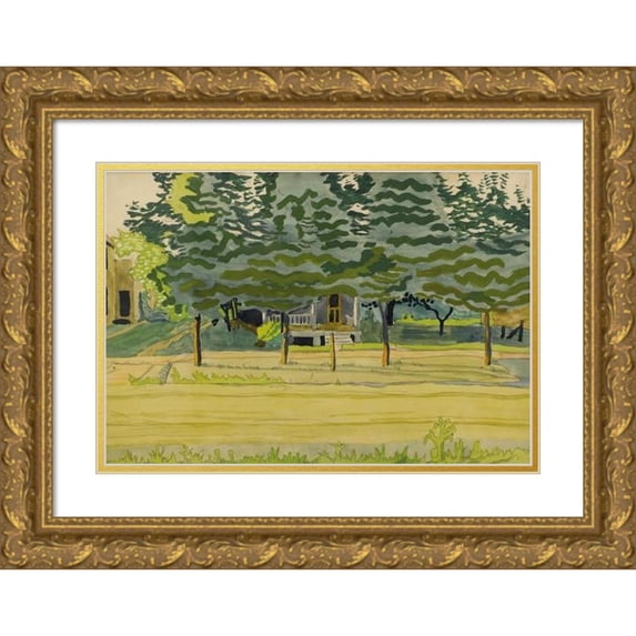 Charles Ephraim Burchfield 18x14 Gold Ornate Wood Frame and Double Matted Museum Art Print Titled - Late Afternoon (1916)