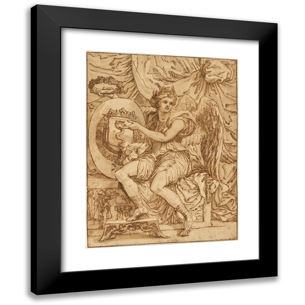 Charles Errard 12x14 Black Modern Framed Museum Art Print Titled - Allegory in Honor of Jean-Baptiste Colbert (1672)