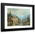 thumbnail image 1 of Charles Euphrasie Kuwasseg 14x12 Black Modern Framed Museum Art Print Titled - An Alpine Town in Spring, 1 of 5