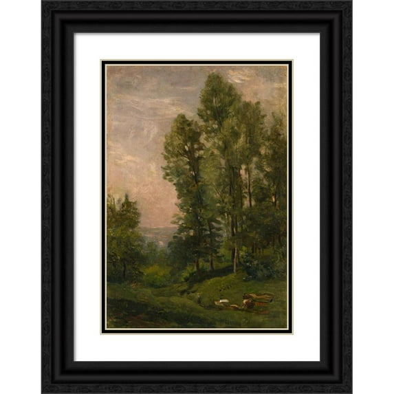Charles François Daubigny 11x14 Black Ornate Wood Framed Double Matted Museum Art Print Titled: Landscape Study Creation Stage