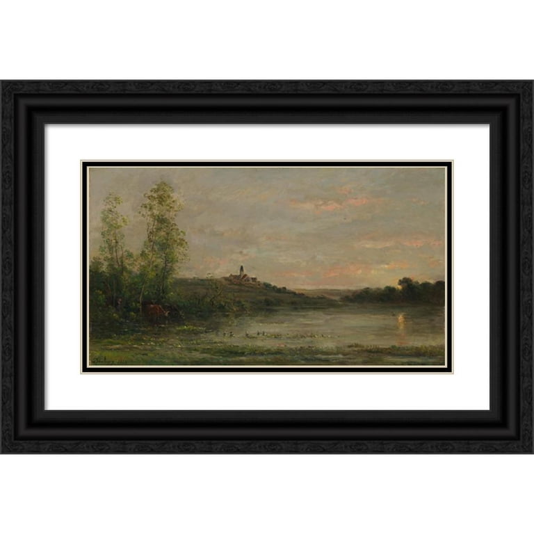 Charles François Daubigny 14x10 Black Ornate Wood Framed Double