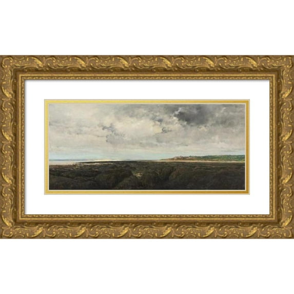 Charles François Daubigny 14x9 Gold Ornate Wood Frame and Double Matted Museum Art Print Titled - Villerville Seen from the Ratier (1855)