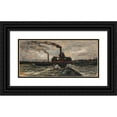 thumbnail image 1 of Charles François Daubigny 18x10 Black Ornate Wood Framed Double Matted Museum Art Print Titled - River Boat (C. 1860), 1 of 5