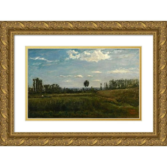 Charles François Daubigny 18x12 Gold Ornate Wood Frame and Double Matted Museum Art Print Titled - Countryside
