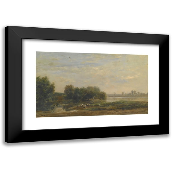 Charles François Daubigny 24x16 Black Modern Framed Museum Art Print Titled - On the Oise (1863)