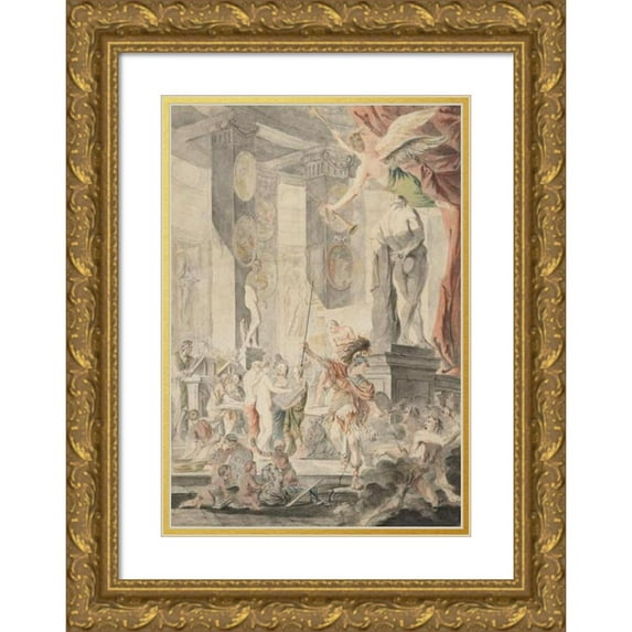 Charles-François Hutin 18x24 Gold Ornate Framed and Double Matted Museum Art Print Titled - To Painting (1745-1746)