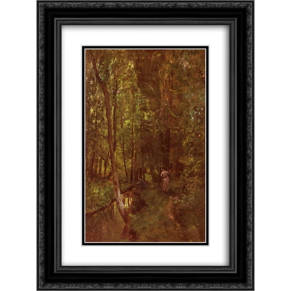 Charles Francois Daubigny 2x Matted 20x24 Black Ornate Framed Art Print 'Le Ru de Valmondois'