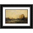 thumbnail image 1 of Charles Francois Daubigny 2x Matted 24x18 Black Ornate Framed Art Print 'The bog in the sunset', 1 of 2
