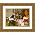 thumbnail image 1 of Charles Frederick Ulrich 24x19 Gold Ornate Framed and Double Matted Museum Art Print Titled - The New Dress, 1 of 4
