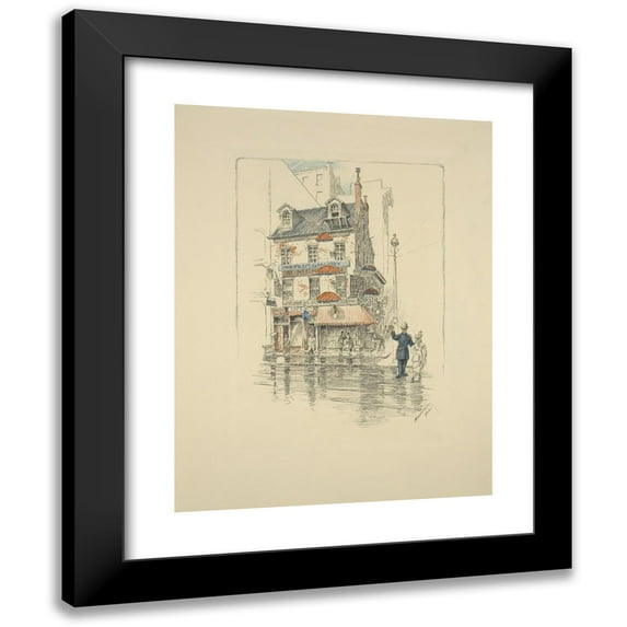 Charles Frederick William Mielatz 12x14 Black Modern Framed Museum Art Print Titled - Old House on Broadway, at Great Jones Street, 1902. (1908)
