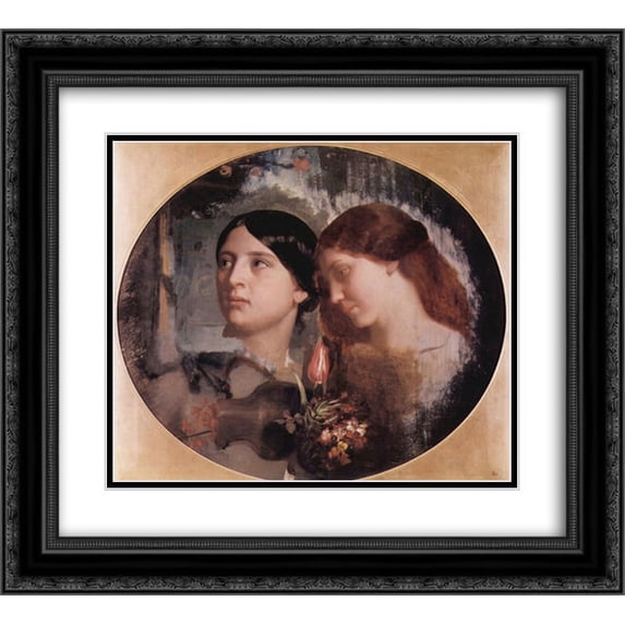 Charles Gleyre 2x Matted 24x20 Black Ornate Framed Art Print 'Two Women with a Bouquet of Flowers'