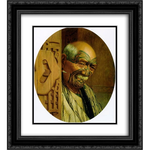 Charles Goldie 2x Matted 20x24 Black Ornate Framed Art Print 'Peeping Patara'