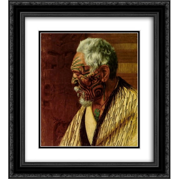 Charles Goldie 2x Matted 20x24 Black Ornate Framed Art Print 'The whitening snows of a venerable elder'