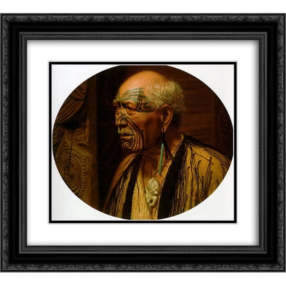 Charles Goldie 2x Matted 24x20 Black Ornate Framed Art Print 'Patara Te Tuhi'