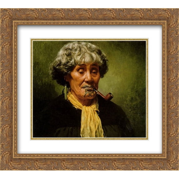 Charles Goldie 2x Matted 24x20 Gold Ornate Framed Art Print 'Ina Te Papatahi'