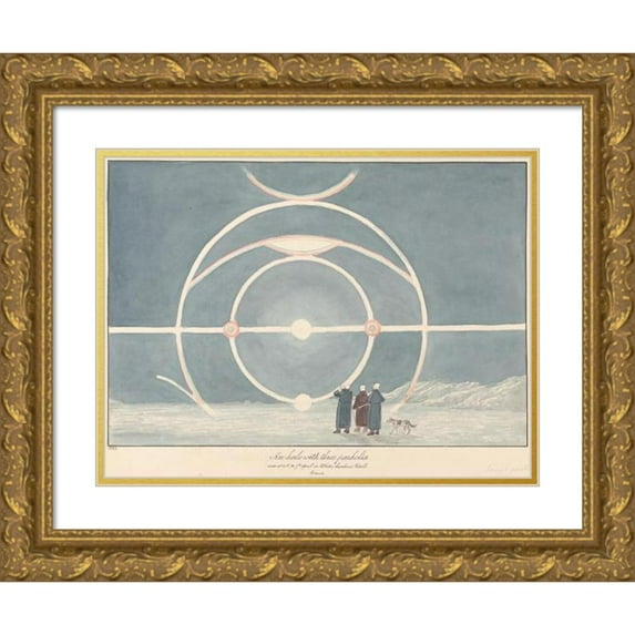 Charles Hamilton Smith 24x19 Gold Ornate Framed and Double Matted Museum Art Print Titled - Halo with Three Parhelia, Winter Harbour Melville Island