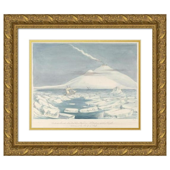Charles Hamilton Smith 24x20 Gold Ornate Framed and Double Matted Museum Art Print Titled - Victoria Land South Polar Regions Mount Erebus