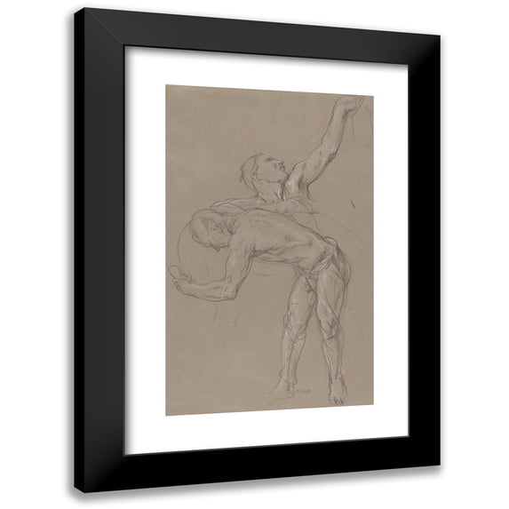 Charles Haslewood Shannon 10x14 Black Modern Framed Museum Art Print Titled - Two Male Figures- Study for ‘The Good Samaritan’ (1918)