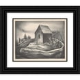 thumbnail image 1 of Charles Henry Alston 14x12 Black Ornate Wood Framed Double Matted Museum Art Print Titled: Barn and Tree (1940), 1 of 5