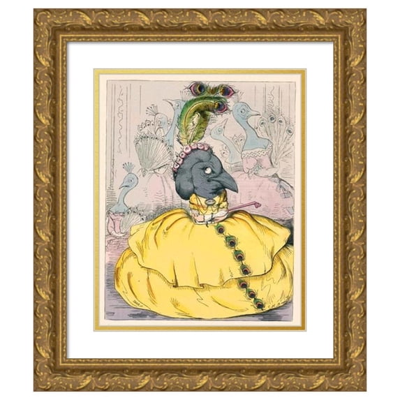 Charles Henry Bennett 15x18 Gold Ornate Wood Frame and Double Matted Museum Art Print Titled - The Daw in Borrowed Plumes (1857)