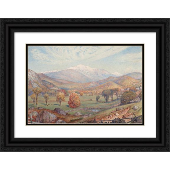 Charles Herbert Moore 14x11 Black Ornate Wood Framed Double Matted Museum Art Print Titled: Mount Washington (1872)