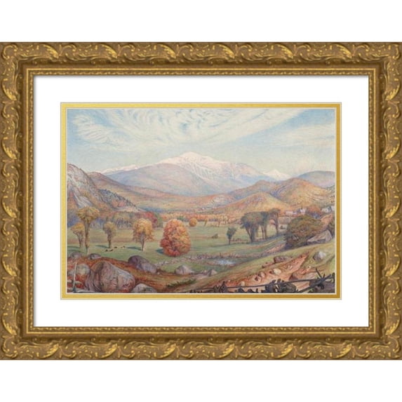 Charles Herbert Moore 18x14 Gold Ornate Wood Frame and Double Matted Museum Art Print Titled - Mount Washington (1872)