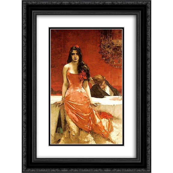 Charles Hermans 2x Matted 18x24 Black Ornate Framed Art Print 'Circe, The Temptress'
