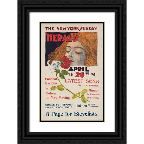 Charles Hubbard Woodbury 13x18 Black Ornate Wood Framed Double Matted Museum Art Print Titled - The New York Sunday Herald, April 26th 1896 (1895)