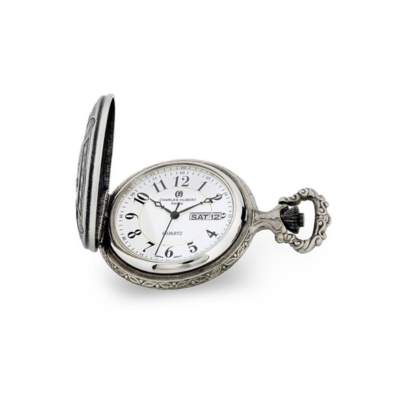 Charles Hubert Antique Chrome Finish Sailing Ship Pocket Watch (48mm) for Men