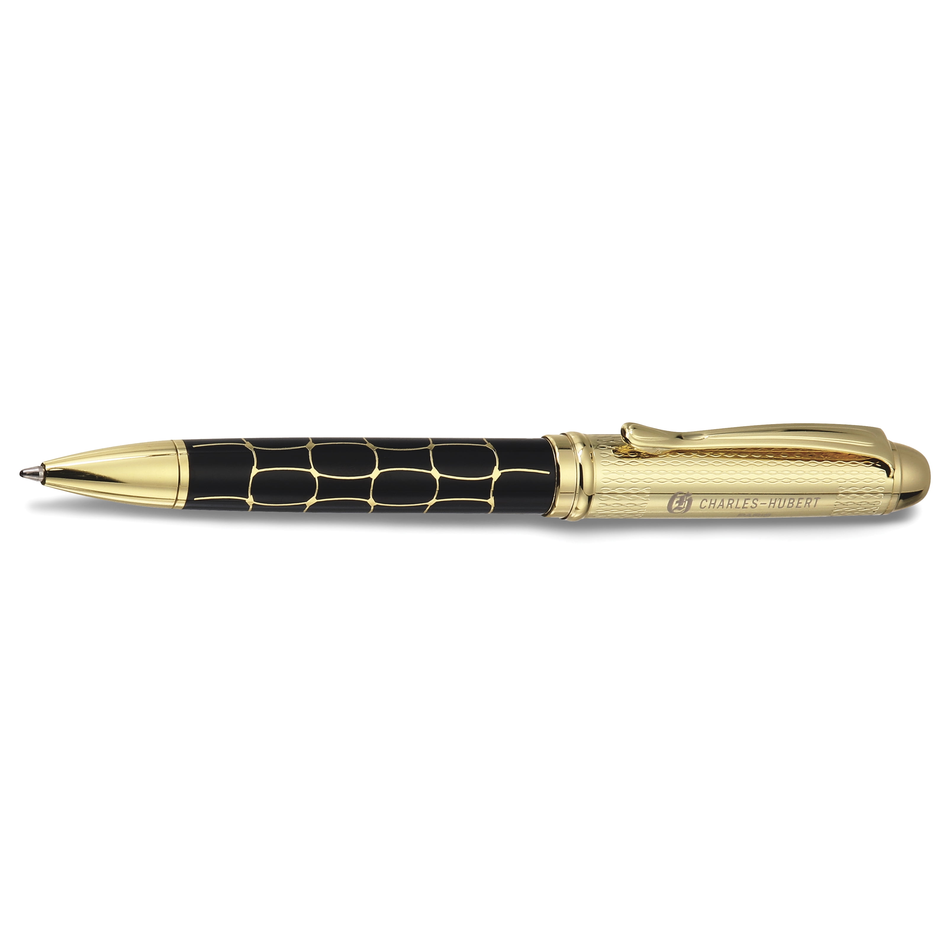 Charles-Hubert Black Croco Enameled Gold-tone Ballpoint Pen Q-GM13665