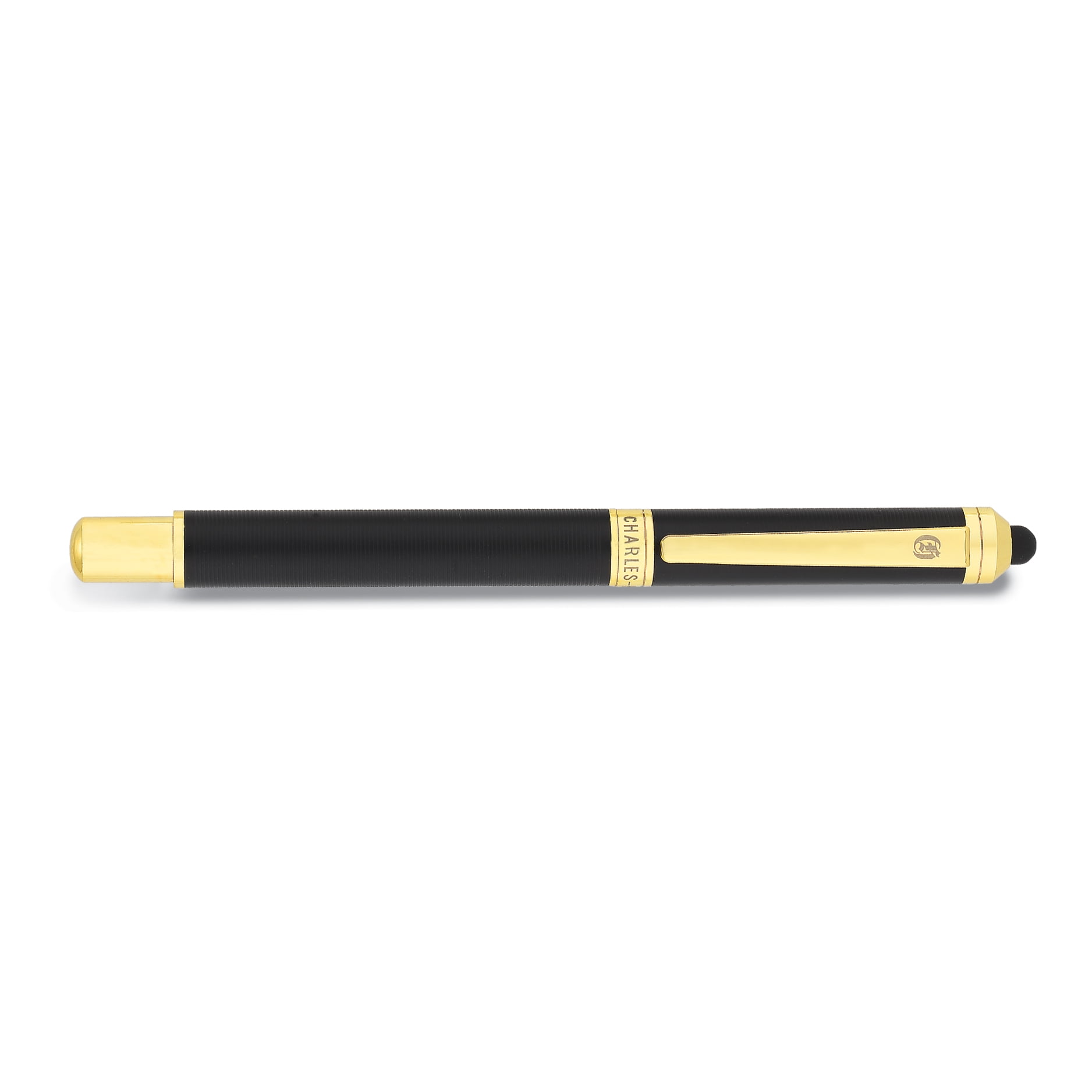 Charles Hubert Black and Gold-tone Banded Fountain Pen with Stylus Tip QGM18987