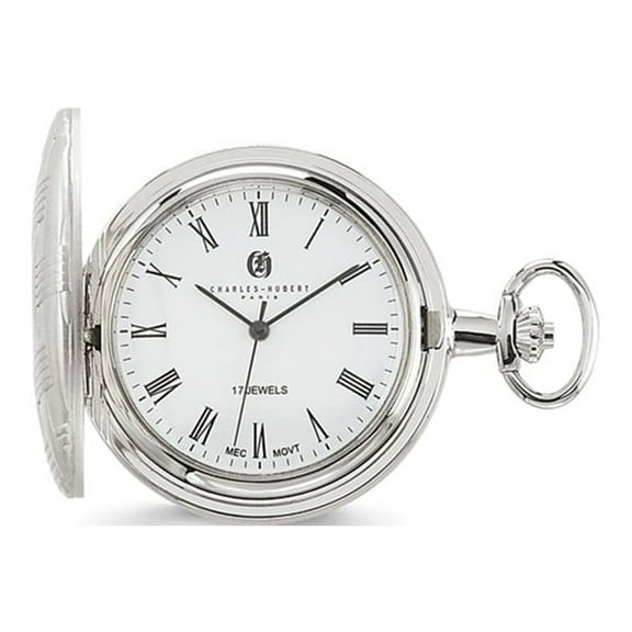 Charles Hubert Chrome Finish Brass Basketweave Pocket Watch; for Adults and Teens; for Women and Men