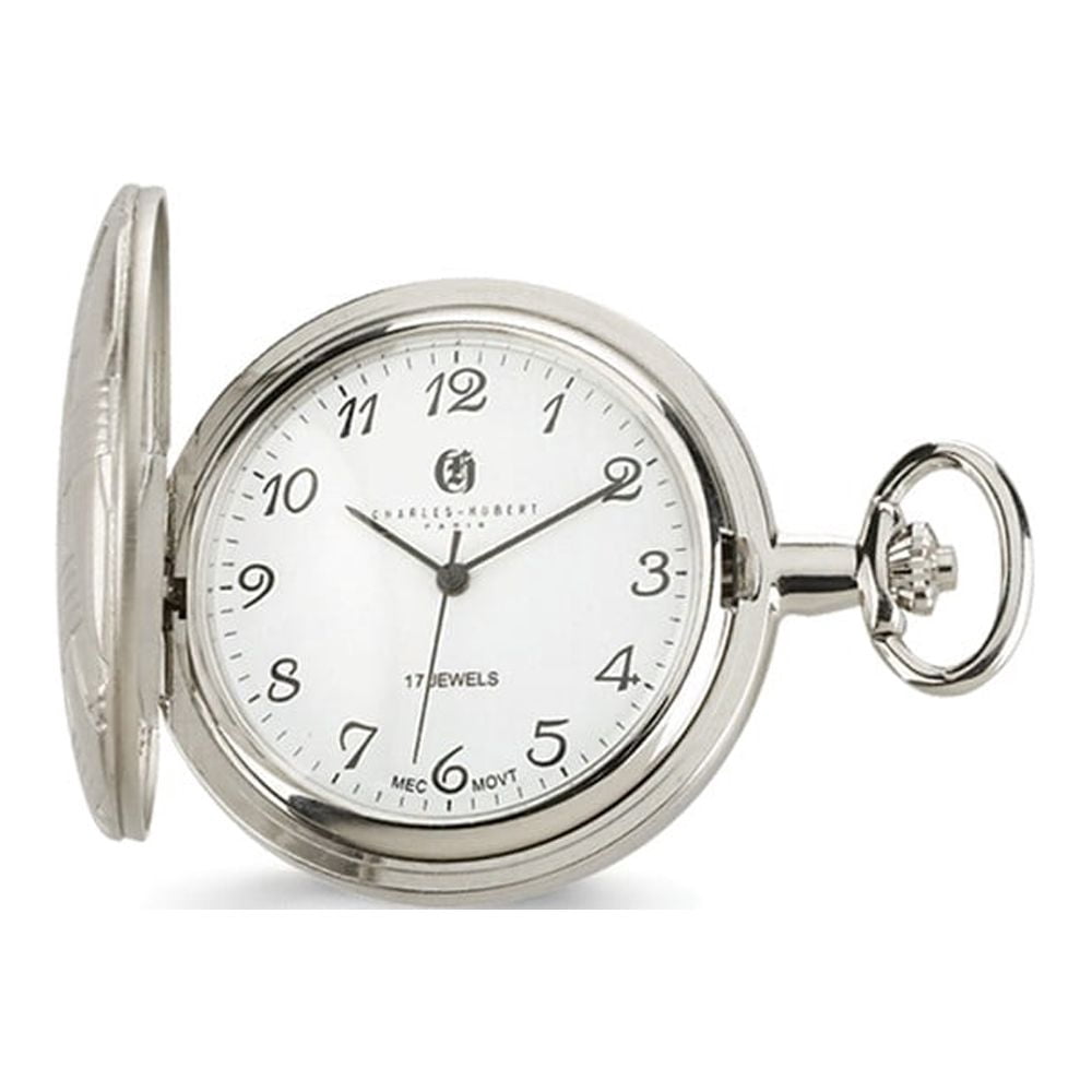 Charles Hubert Chrome Finish Brass Basketweave Pocket Watch  display picture 3