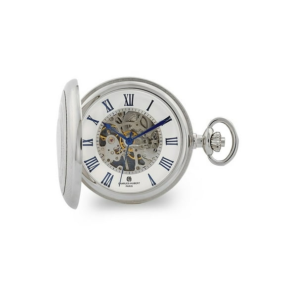 Gem & Harmony Charles Hubert Chrome Open Window Case Pocket Watch (50mm) for Men