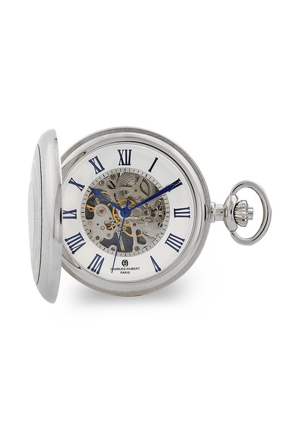 Gem & Harmony Charles Hubert Chrome Open Window Case Pocket Watch (50mm) for Men