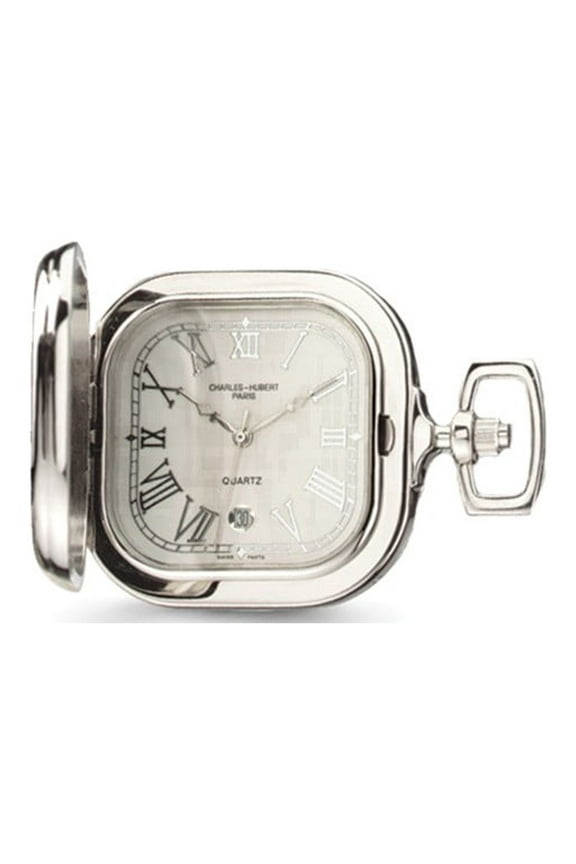 Charles Hubert Gold-finish Two-tone Chrome Princess Square Pocket Watch; for Adults and Teens; for Women and Men