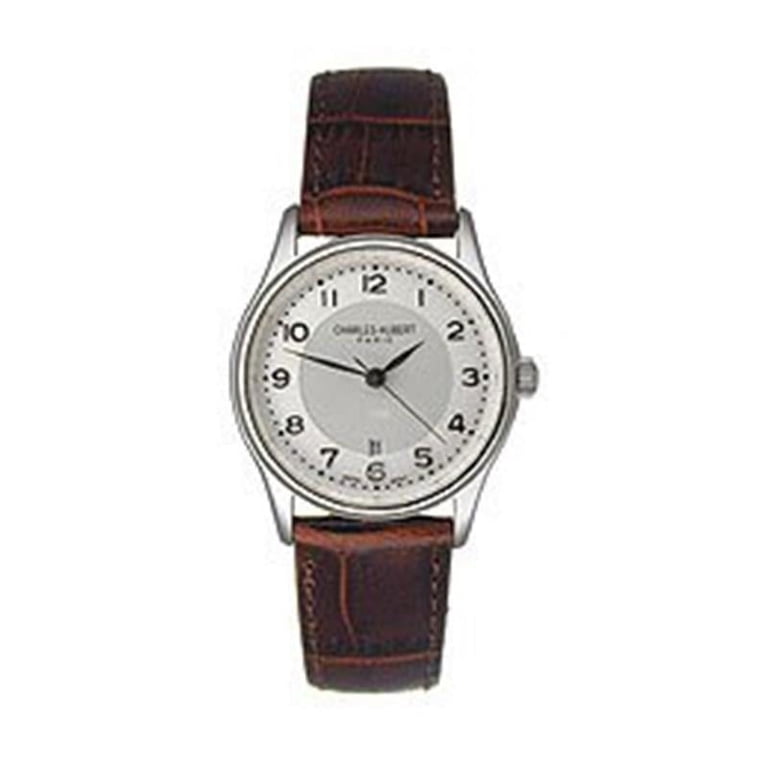 Charles Hubert Ladies IP-lated Stainless Steel Leather 38mm Watch Charles Hubert Ladies Stainless Steel Black Leather Band  main image 2