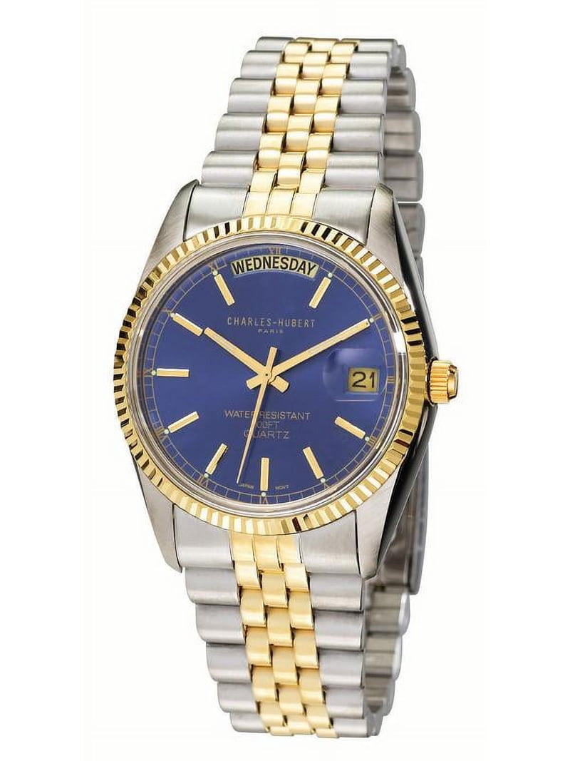 Charles Hubert Mens Two-Tone Blue Dial Panther Link Watch  display picture 2