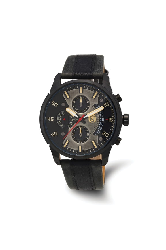 Charles Hubert Bold Black SS Chronograph Black Dial Polished Watch