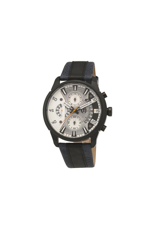 4007-E Mens IP Black Stainless Steel Chronograph Dial Watch, White