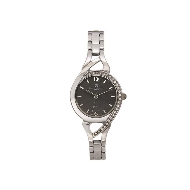 Charles Hubert Ladies Chrome Finish Black Dial Watch Ladies Charles Hubert Solid Stainless Steel Black Dial  main image 4
