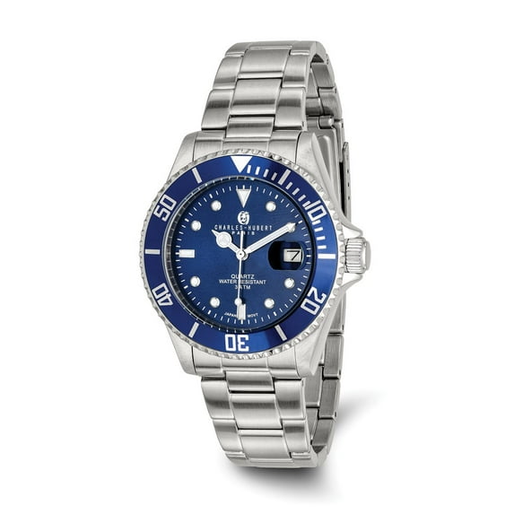 Charles-Hubert Paris Men's Charles Hubert Stainless Steel Blue Dial Diver Watch