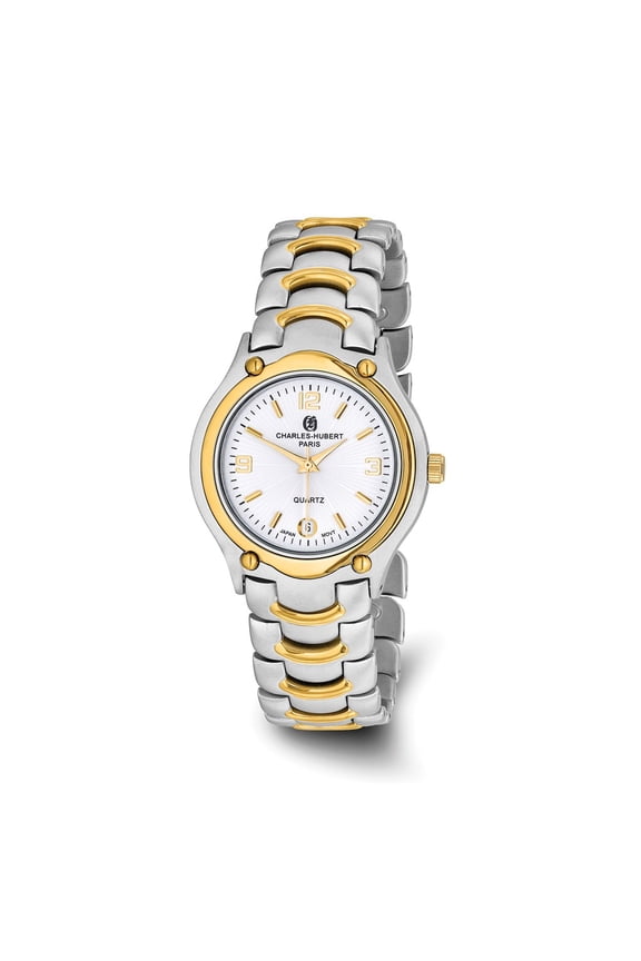 Men's Charles Hubert Versil Two-tone Brass Silver White Dial Watch