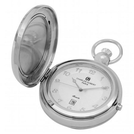 Charles-Hubert Paris Men's Hunter Case Picture Frame Quartz Pocket Watch