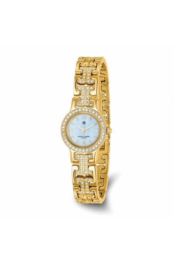 Men's Paris 6791-G Gold-Plated Light Blue MOP Dial with 4 Interchangeable Bezels Watch