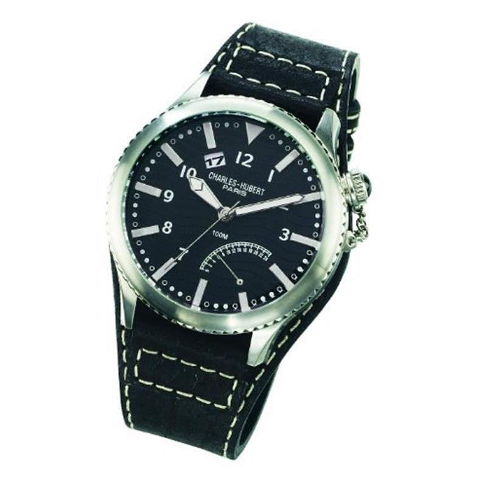Charles Hubert Black Stainless Chrono Dual Time Off-White 