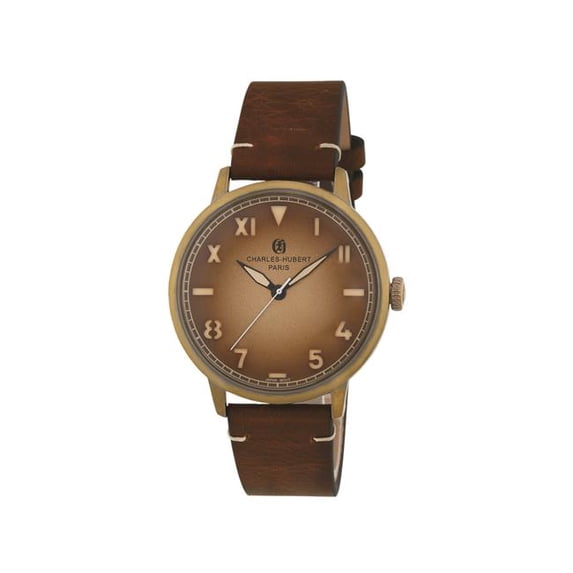 Charles Hubert Classic Antique SS Brown Dial Quartz Polished Watch