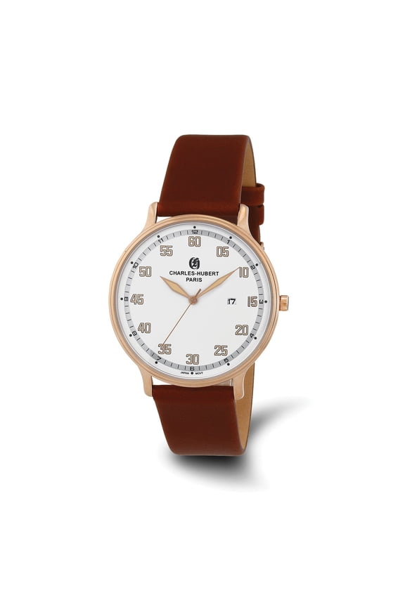 Charles Hubert Classic SS Rose Stainless White Dial Quartz Watch